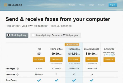 hellofax online fax services pricing plans options